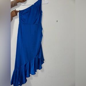 Elegant Blue One-Shoulder Dress